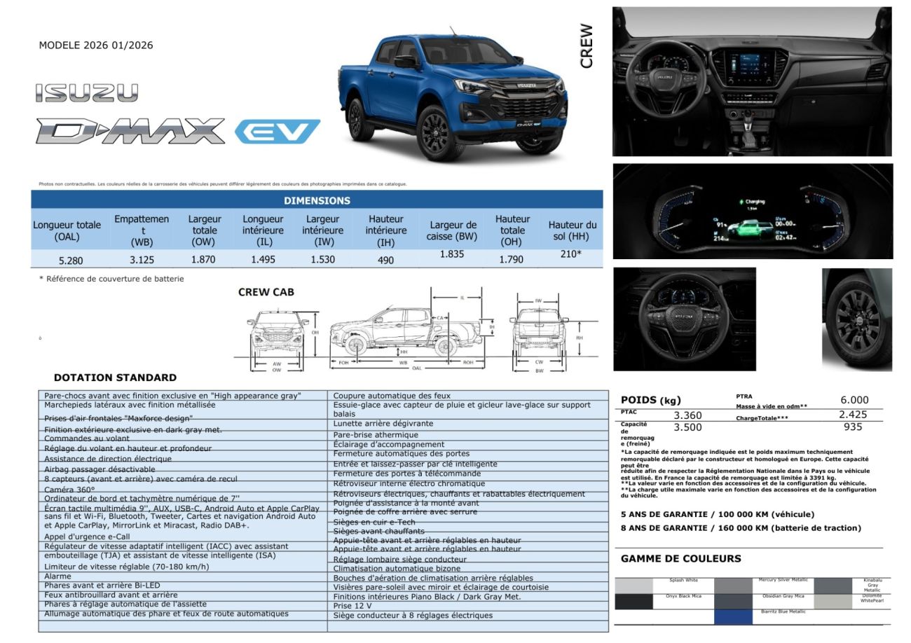 Mandataire ISUZU D-MAX NOUVEAU CREW EV