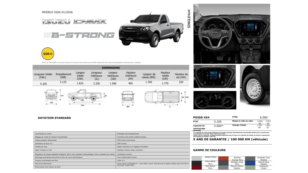 Mandataire ISUZU D-MAX NOUVEAU SINGLE 2.2L B-STRONG
